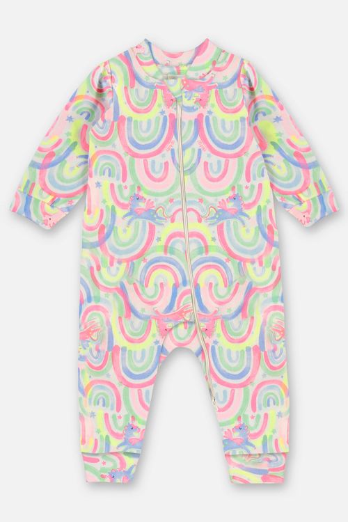 Macacão Estampado em Suedine para Bebê Menina (Multicolor) Up Baby