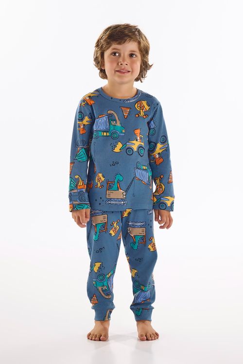 Pijama Infantil Masculino Blusa e Calça em Suedine (Azul Marinho) Up Baby