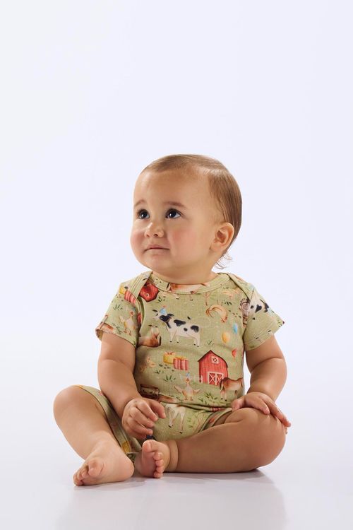 Macaquinho em Suedine Essentials para Bebê Menino (Verde) Up Baby