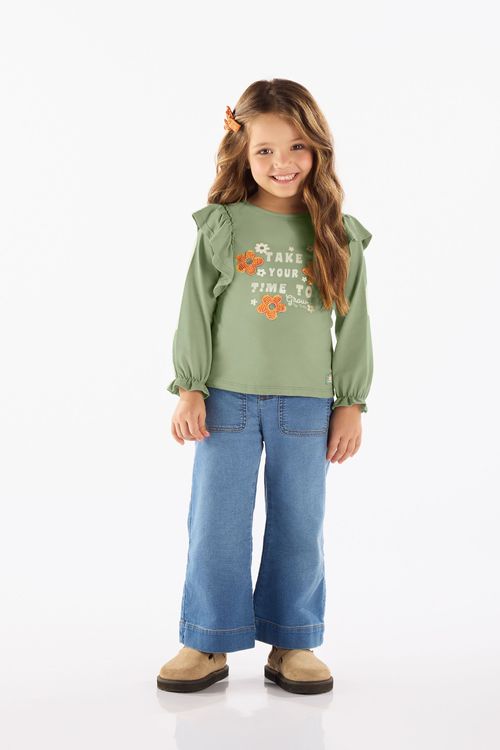 Blusa Infantil de Mangas Longas em Meia Malha (Verde) Up Baby