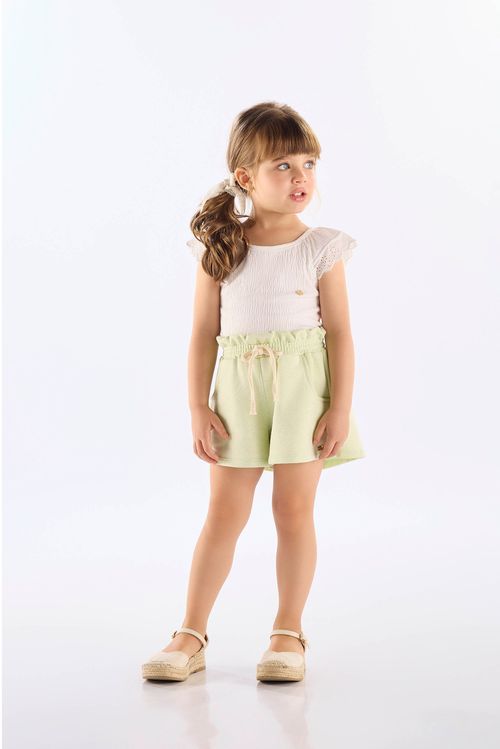 Blusa Infantil Feminina em Algodão Texturizado (Off White) Up Baby