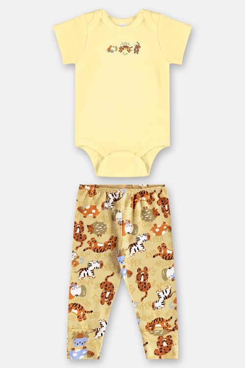Conjunto para Bebê com Body e Calça em Suedine Essentials (Amarelo) Up Baby