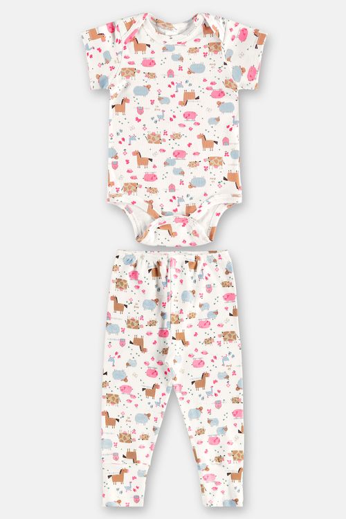 Conjunto em Suedine Essentials com Body e Calça Bebê Menina (Off White) Up Baby