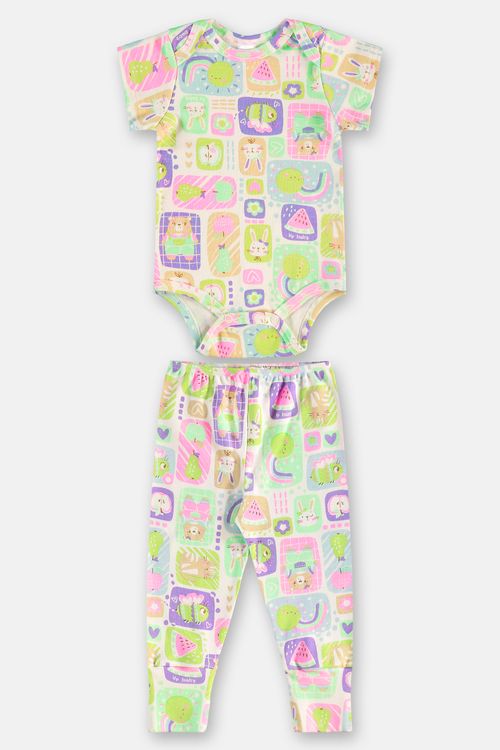 Conjunto em Suedine Essentials com Body e Calça Bebê Menina (Off White) Up Baby