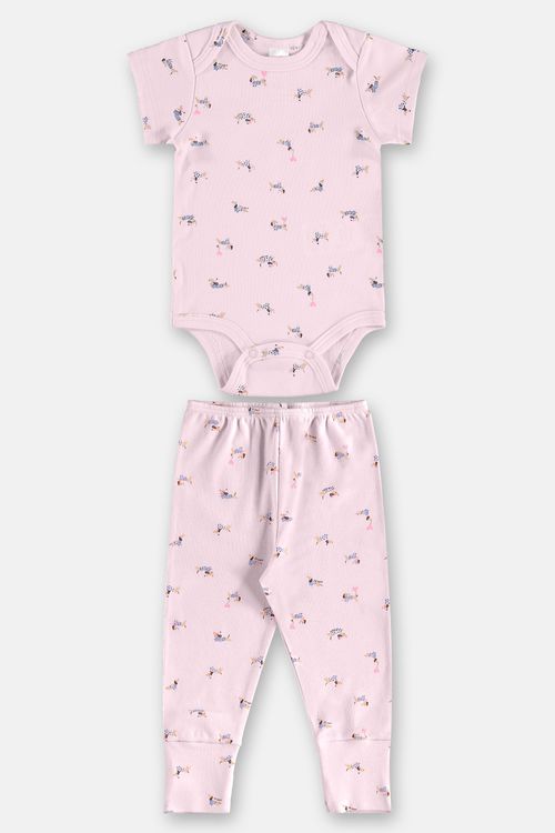 Conjunto em Suedine Essentials com Body e Calça Bebê Menina (Rosa Claro) Up Baby
