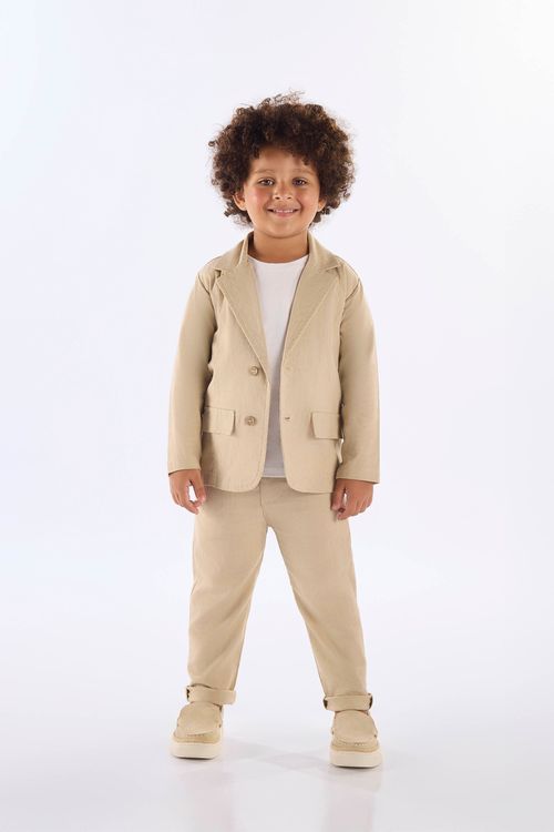 Blazer Infantil Masculino com Linho (Bege) Up Baby