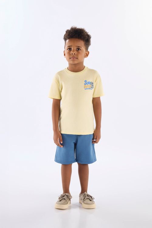 Conjunto Surf Days Infantil Masculino com Camiseta e Bermuda (Amarelo) Up Baby