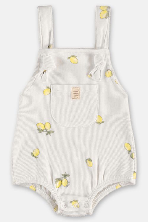 Jardineira Bebê Unissex em Ribana Nature (Branco) Up Baby