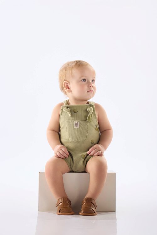 Jardineira Bebê Unissex em Ribana Nature (Verde) Up Baby