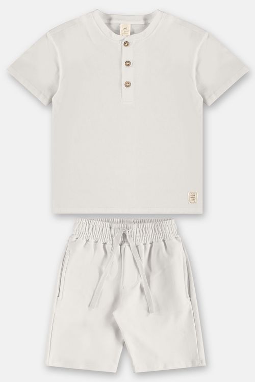 Conjunto Infantil Nature com Camiseta e Bermuda (Off White) Up Baby