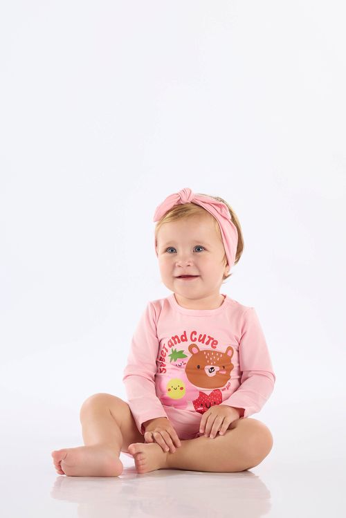 Macaquinho de Praia para Bebê Menina em Malha FPS+50 (Rosa Claro) Up Baby