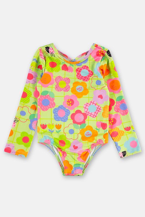 Maiô Manga Longa Infantil em Malha FPS+50 com Forro (Verde Claro) Up Baby