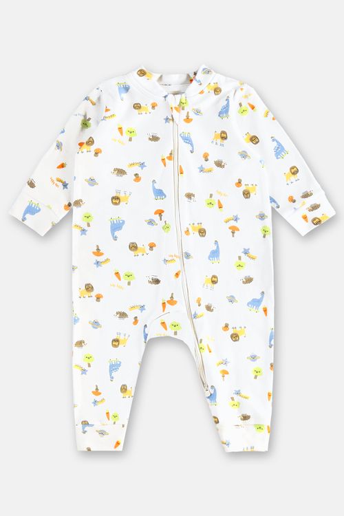 Macacão para Bebê Menino em Suedine Essentials (Branco) Up Baby