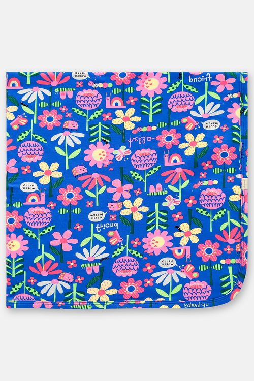 Manta para Bebê Menina em Suedine com Estampa Abstrata (Azul) Up Baby