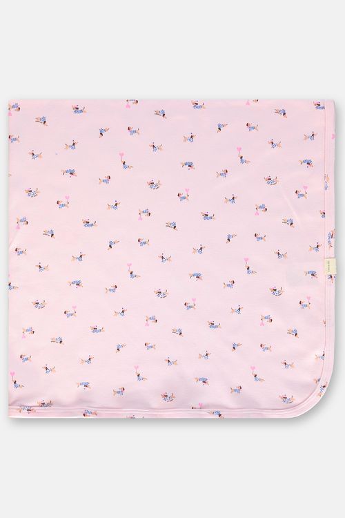 Manta para Bebê Menina em Suedine com Estampa Abstrata (Rosa) Up Baby