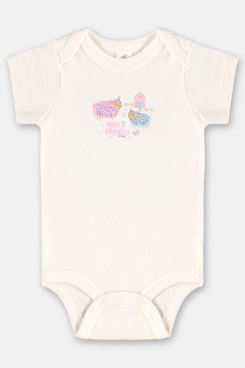 Body para Bebê Menina Essentials Estampado com Strass (Off White) Up Baby
