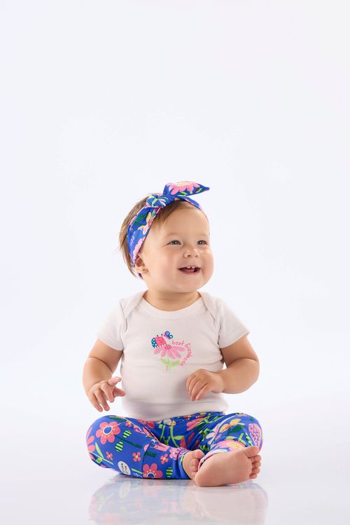 Body para Bebê Menina Essentials Estampado com Strass (Branco) Up Baby