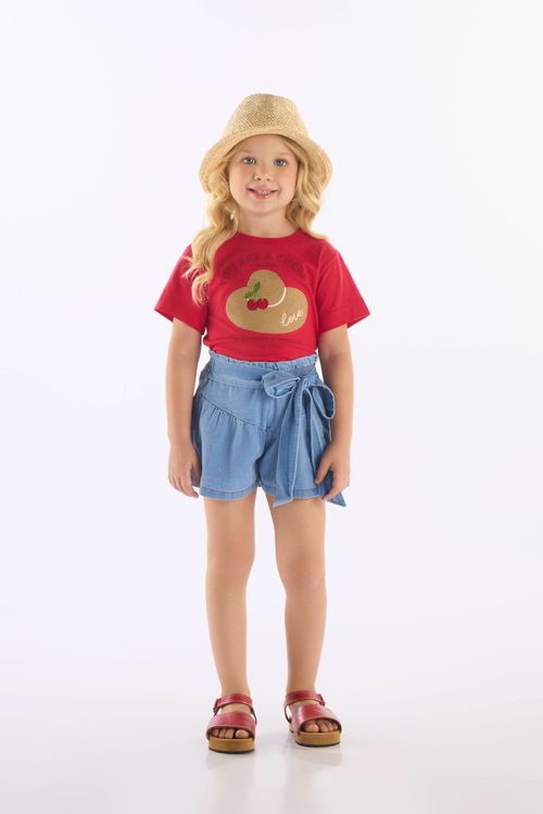 Blusa Infantil Feminina em Algodão Cereja (Vermelho) Up Baby