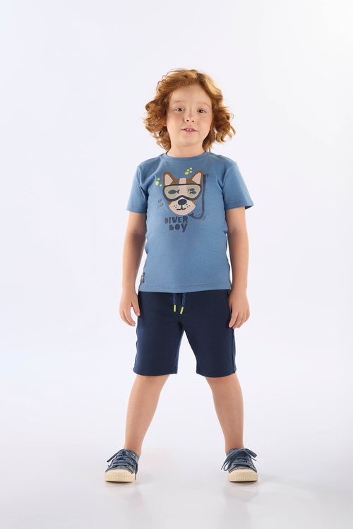 Conjunto Infantil Diver Boy com Camiseta e Bermuda (Azul) Up Baby