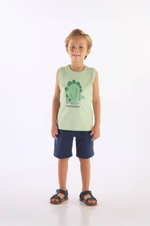 Conjunto Estegossauro Infantil com Regata e Bermuda (Verde) Up Baby