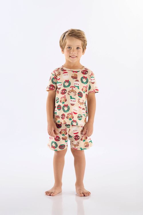 Pijama Infantil Masculino em Suedine Natalino (Bege) Up Baby