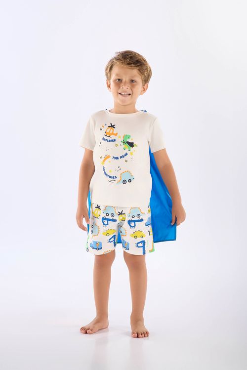 Pijama Infantil com Estampa Brilha no Escuro e Capa Removível (Off White) Up Baby