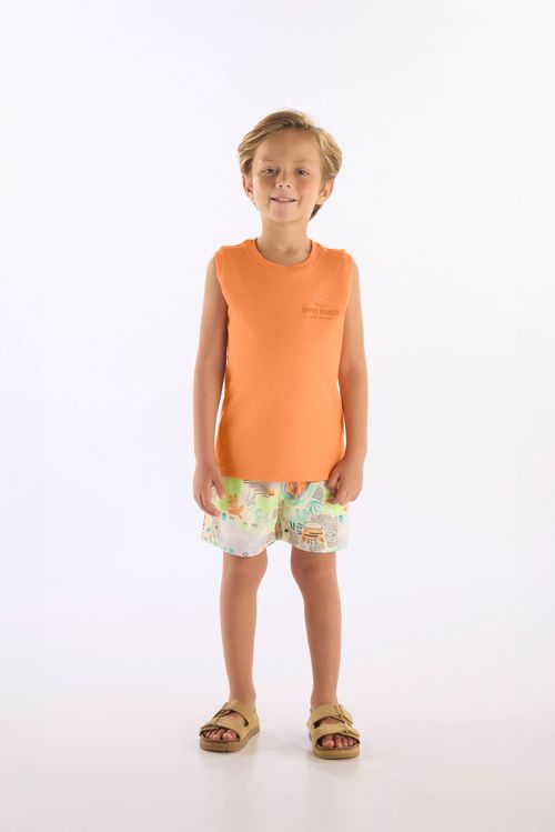 Conjunto Infantil com Regata e Short com Estampa Abstrata (Laranja) Up Baby