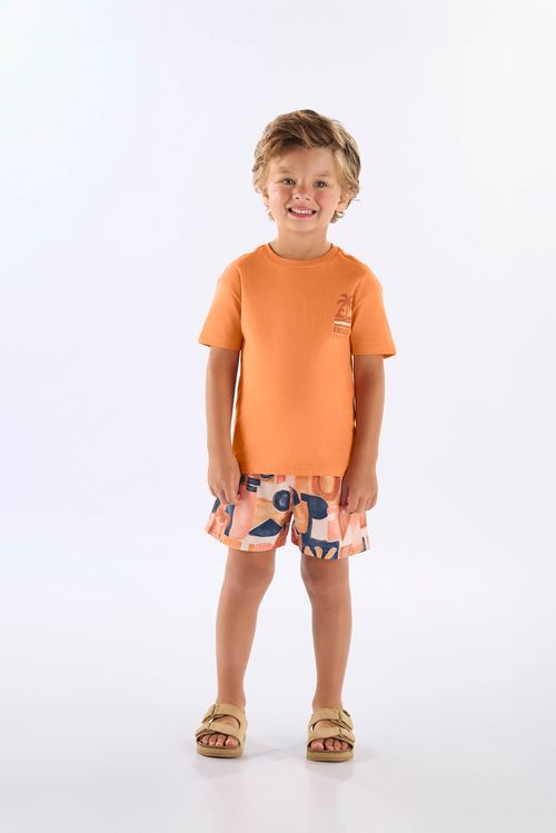 Conjunto Verão Sem Fim Infantil com Camiseta e Short (Laranja) Up Baby