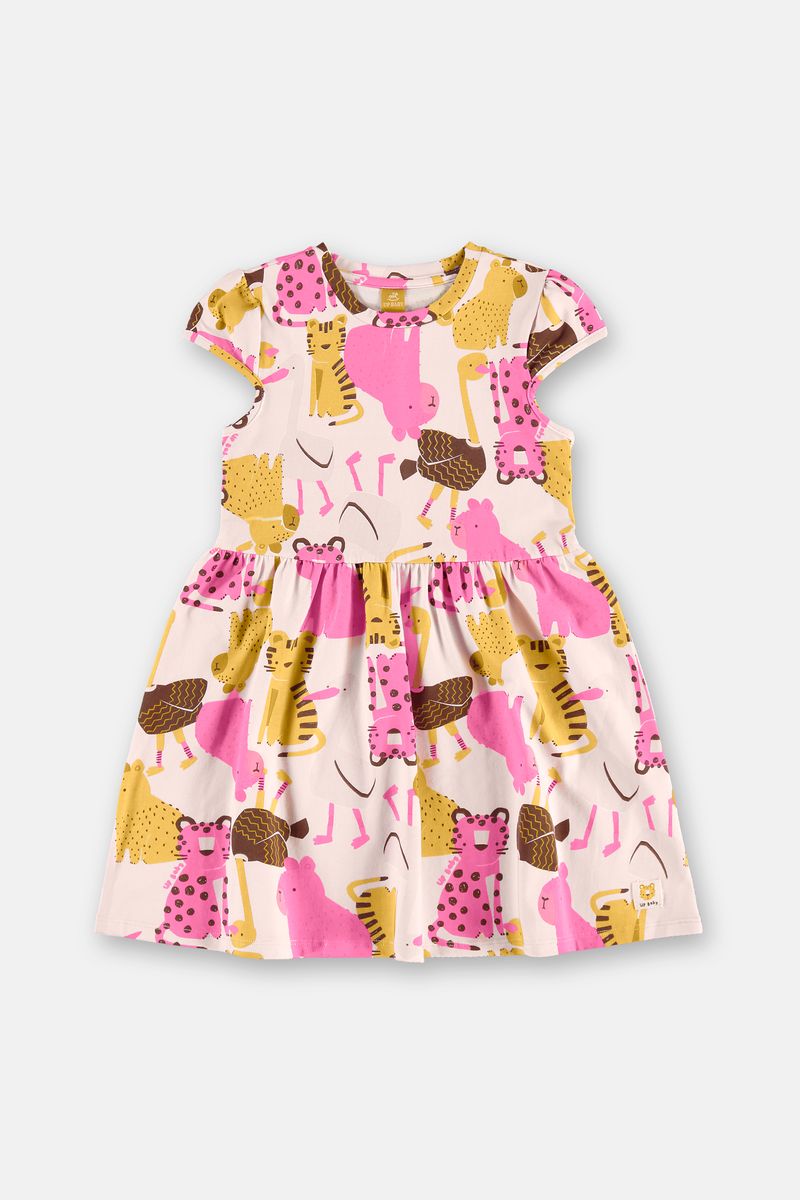 Vestido-Infantil-em-Cotton-com-Estampa-de-Bichos-Multicolor-2