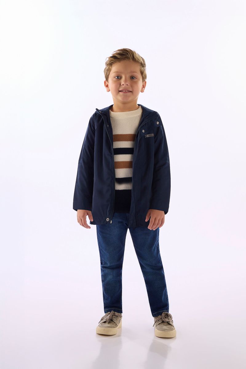 Jaqueta-Parka-Infantil-Impermeável-Azul-Marinho