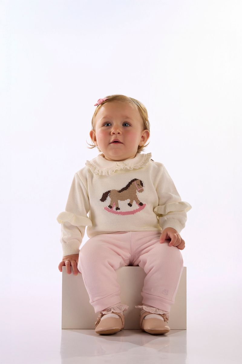 Blusão-Infantil-em-Tricot-com-Bordado-Off-White