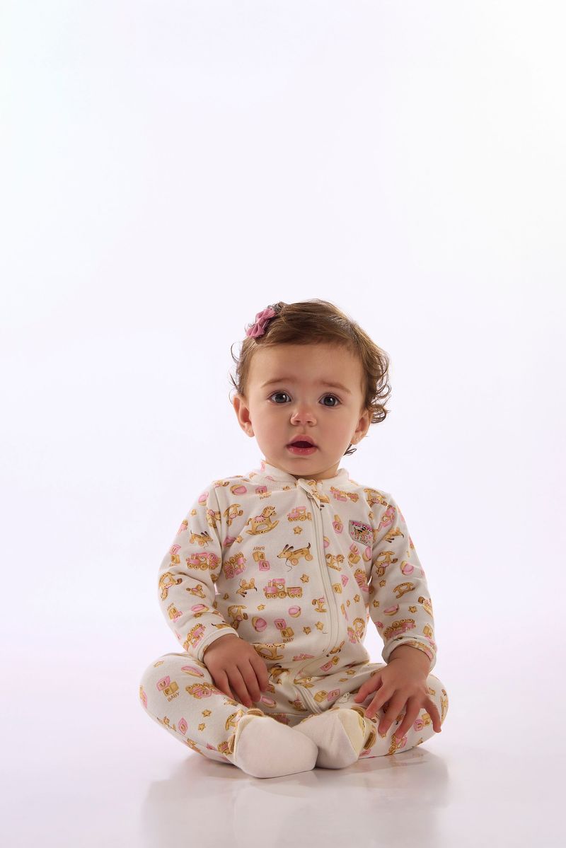 Macacão-bebê-Unissex-em-suedine-com-zíper-frontal-Multicolor